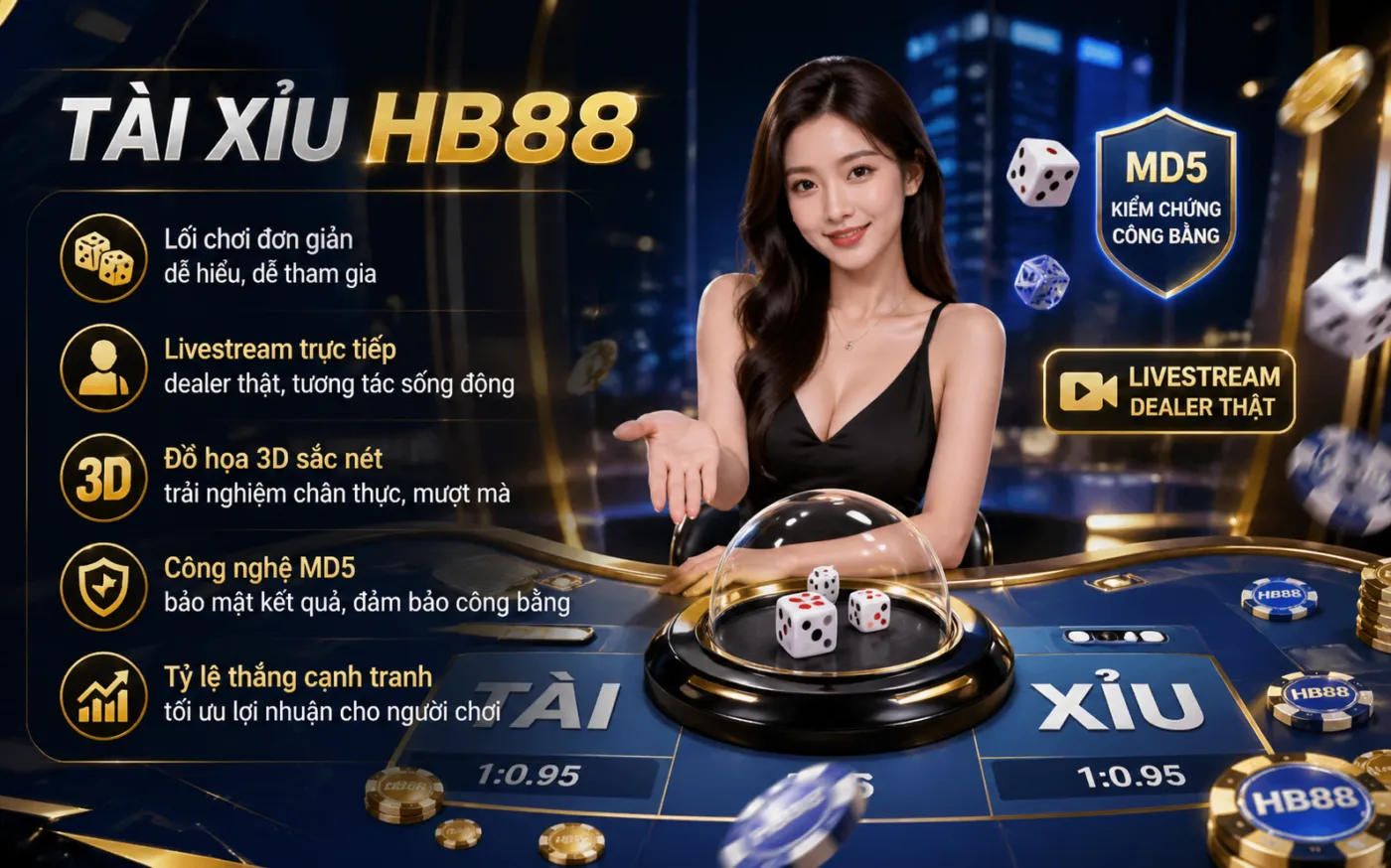Tài xỉu HB88 - game bài đổi thưởng hấp dẫn